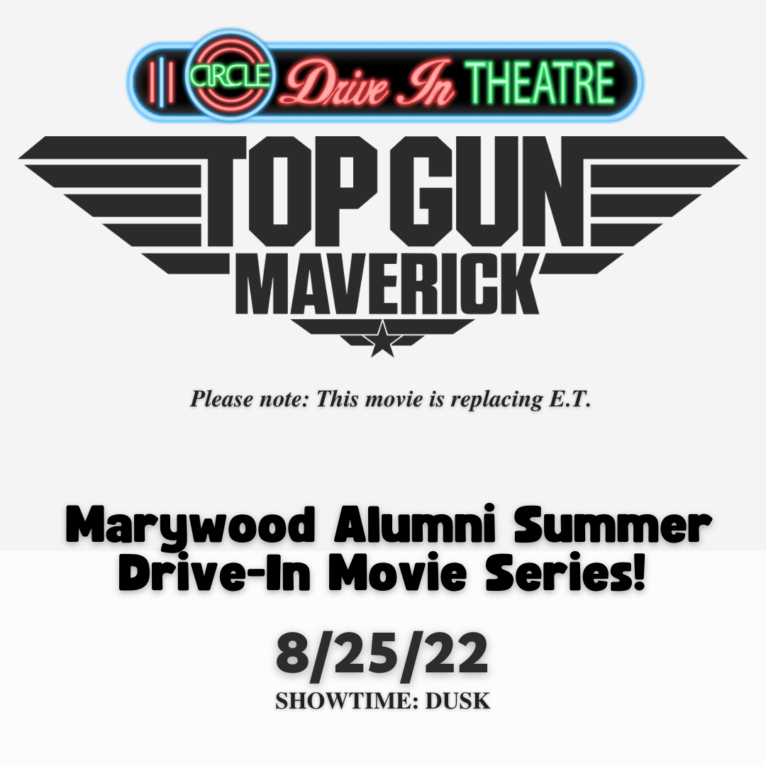 Top Gun Maverick at the Circle Drive-In August 25, 2022 at dusk